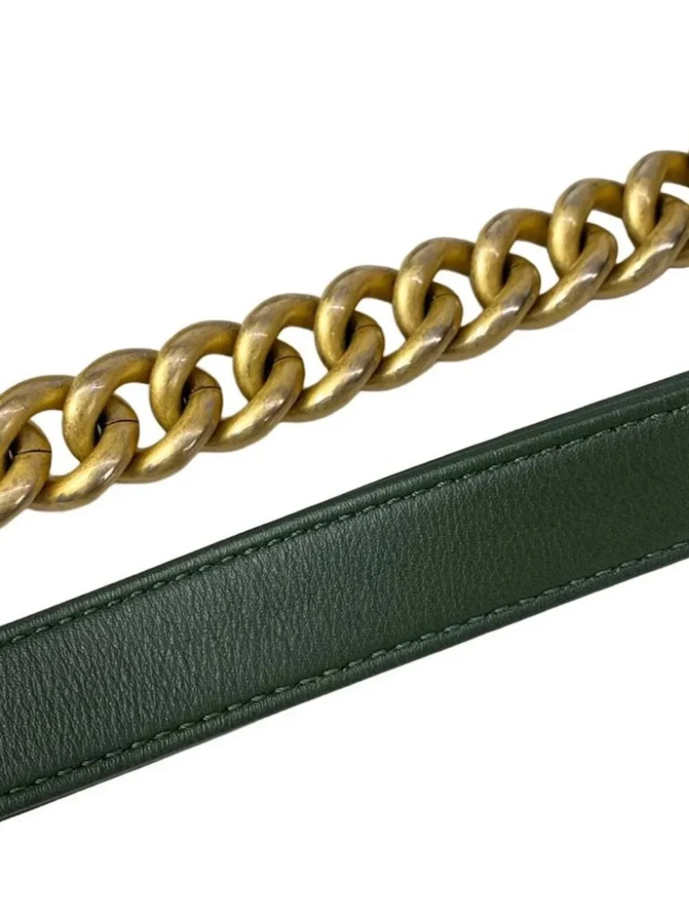 CHANEL Boy Chanel /Matelasse Dark Green Leather Shoulder Bag gold hardware